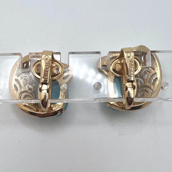 Crown Trifari  Brooch and CLIP Earrings White Art Deco Filigree Blue Stone - Picture 7 of 8